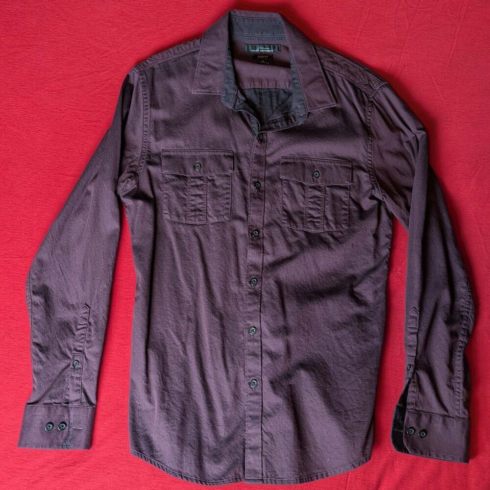 Marc Anthony Slim Fit Deep Burgundy Button-Up Shirt – Size Small